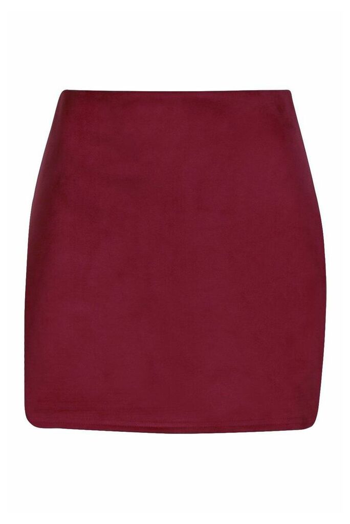 Womens Bonded Suedette A Line Mini Skirt - Red - 14, Red