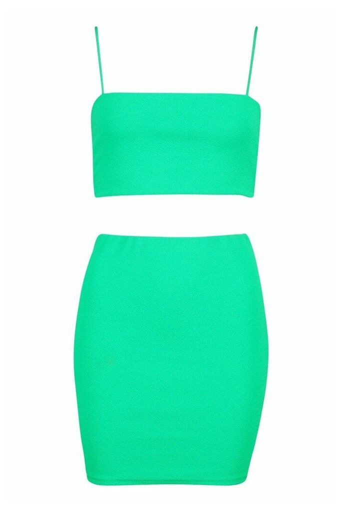Womens Strappy Crop & Mini Skirt Co-ord Set - green - 14, Green