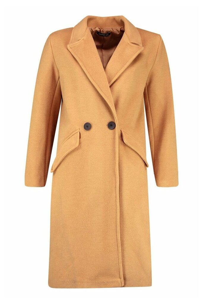 Womens Petite Oversized Wool Look Double Breasted Coat - beige - 8, Beige