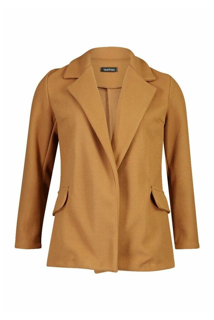 Womens Wool Look Blazer Coat - beige - 8, Beige