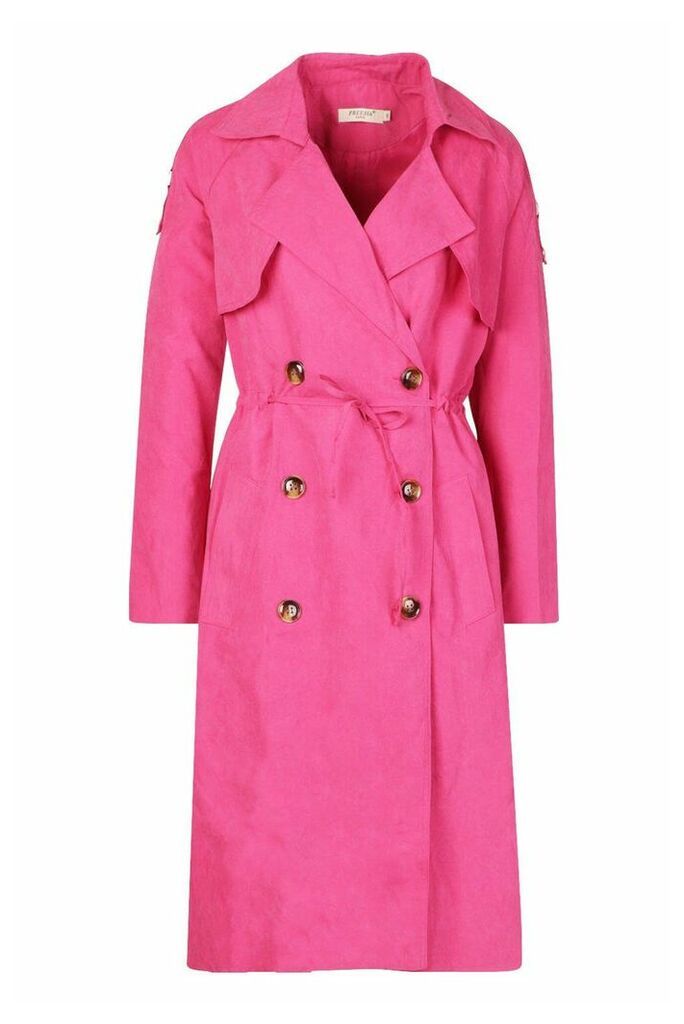 Womens Double Breasted Trench Coat - pink - S, Pink