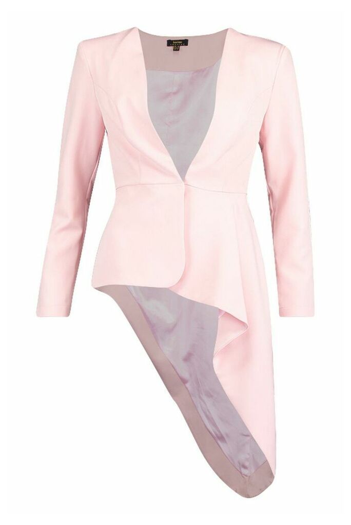 Womens Premium Asymetric Blazer - Pink - 10, Pink