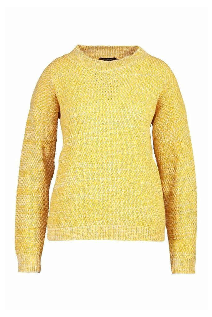 Womens Plus Textured Oversized Knit Jumper - Yellow - 22, Yellow
