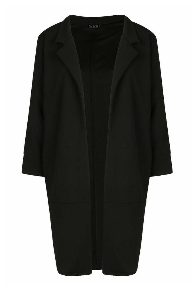 Womens Tailored Duster Coat - black - 10, Black