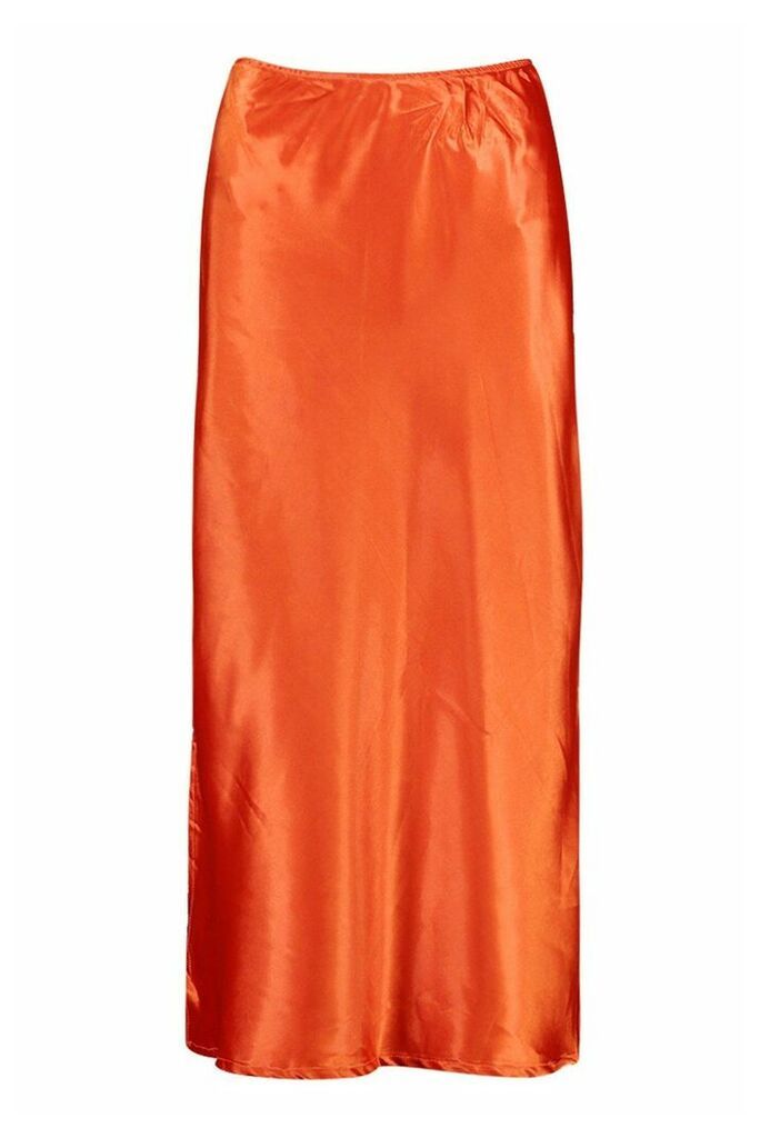 Womens Bias Cut Midi Skirt - orange - 14, Orange