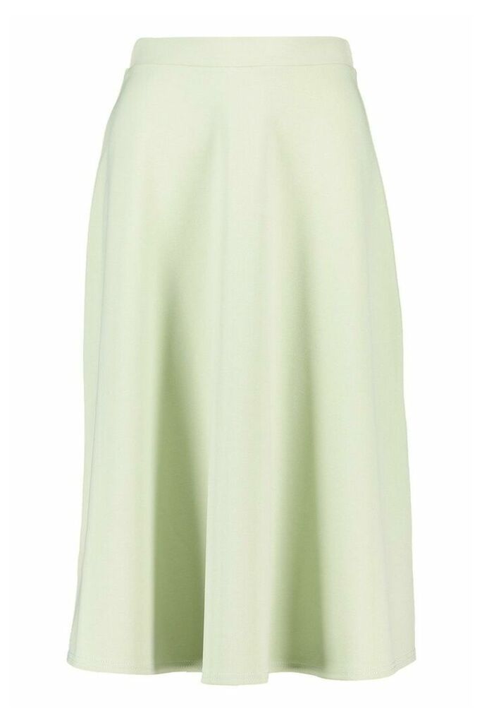 Womens Plain Full Circle Midi Skirt - Green - 16, Green