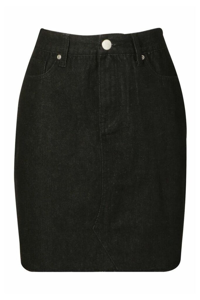 Womens Tall Fray Hem Denim Skirt - Black - 6, Black