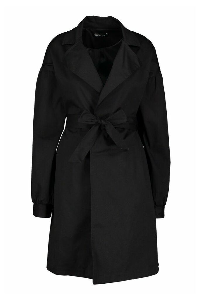Womens Extreme Sleeve Trench Coat - Black - 14, Black