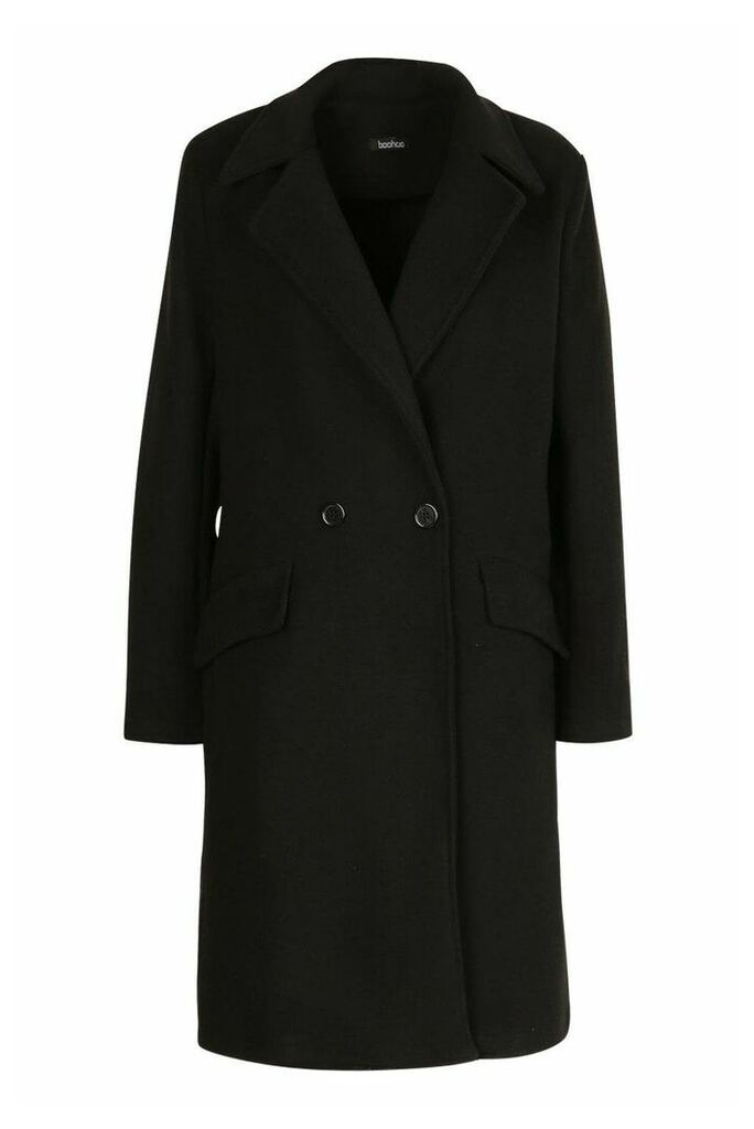 Womens Tailored Wool Look Coat - Black - 12, Black