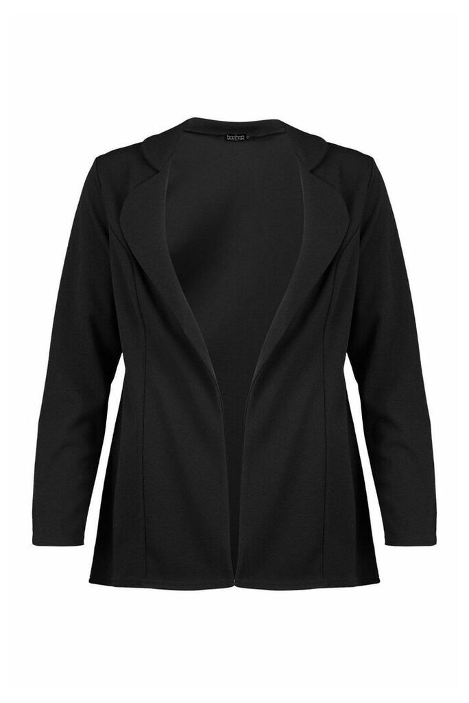 Womens Longline Pocket Blazer - Black - 12, Black
