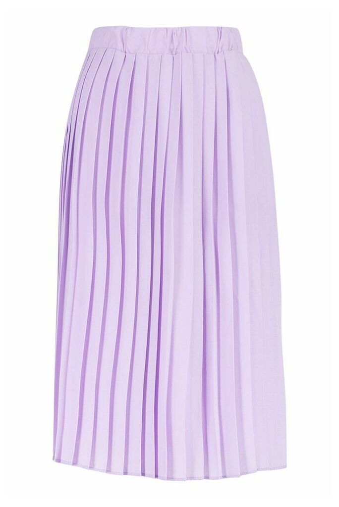 Womens Woven Pleated Midi Skirt - Purple - 16, Purple