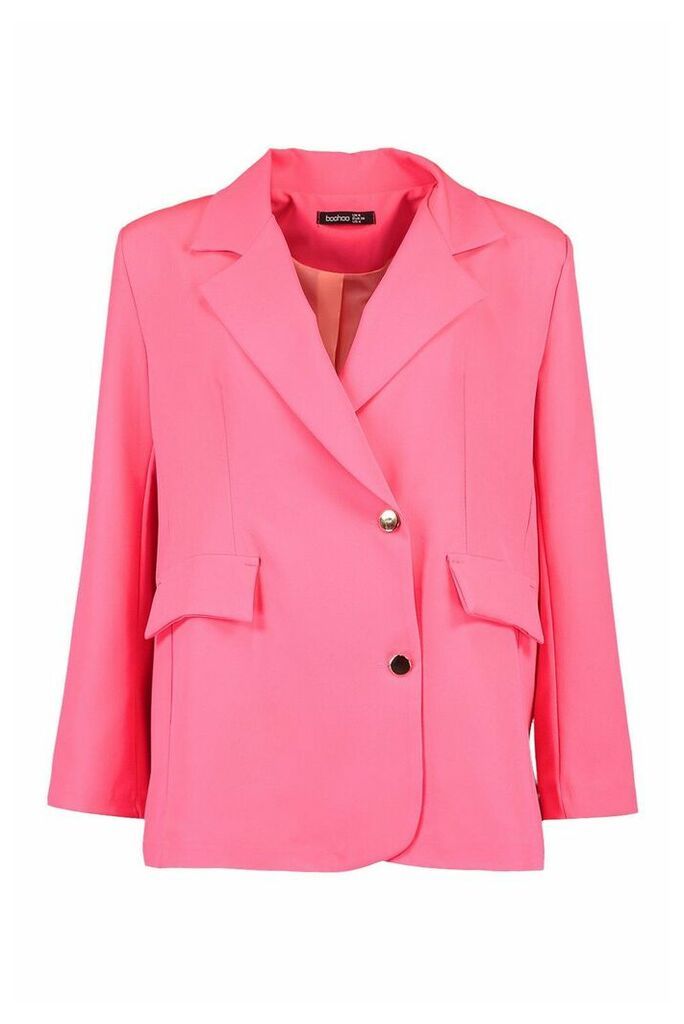 Womens Neon Oversized Blazer - Pink - 14, Pink
