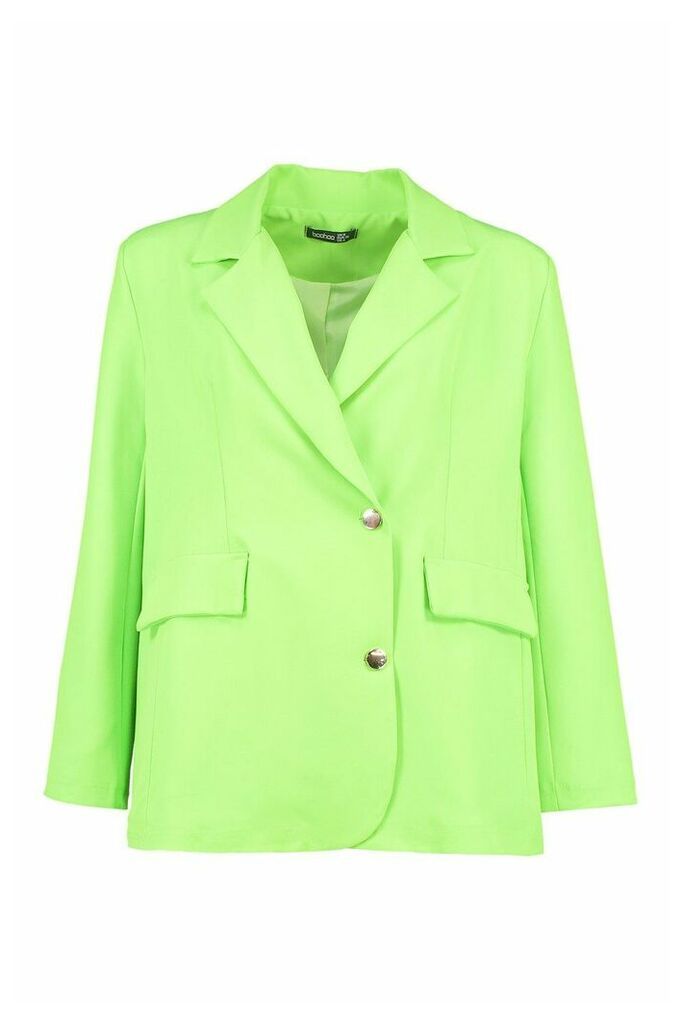 Womens Neon Oversized Blazer - Green - 12, Green