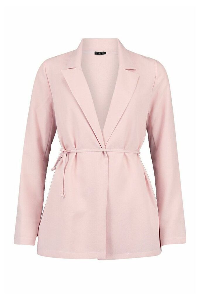 Womens Tie Detail Blazer - Pink - 12, Pink