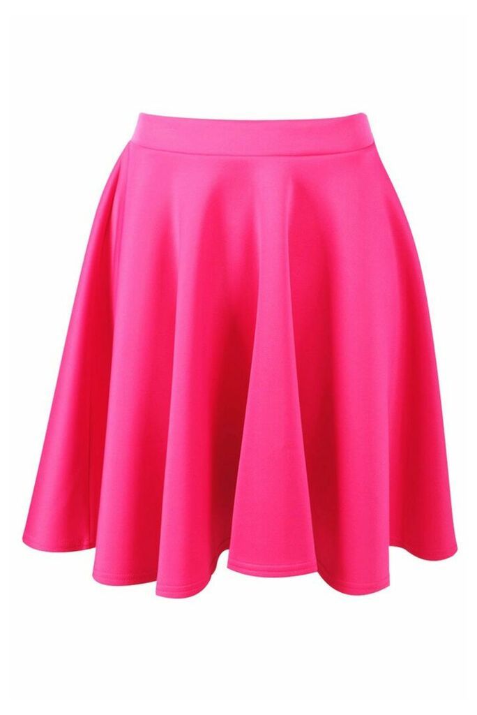 Womens Basic Scuba Skater Skirt - Pink - 8, Pink