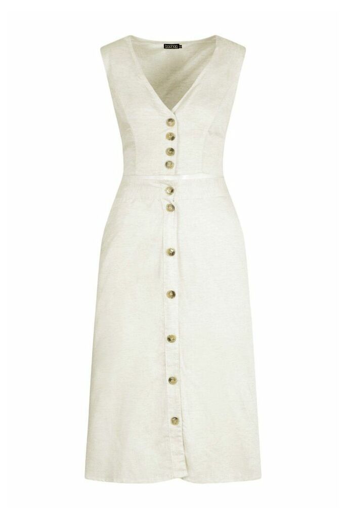 Womens Button Sleevelesstop & Midi Skirt Co-Ord Set - White - 14, White