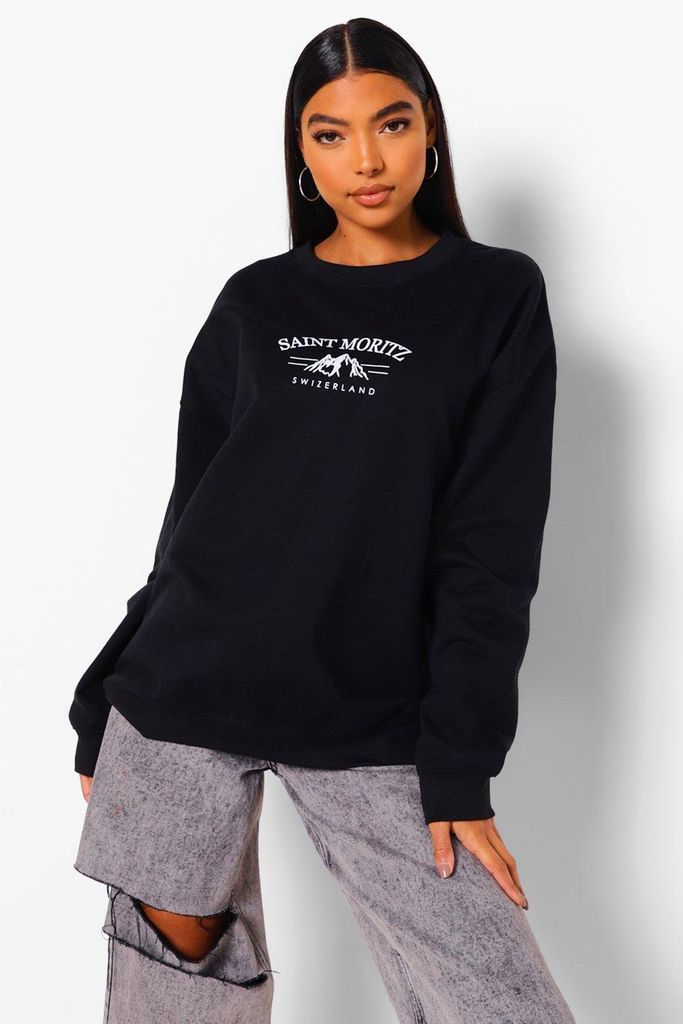 Womens Tall Oversized Graphic Sweatshirt - Black - M, Black