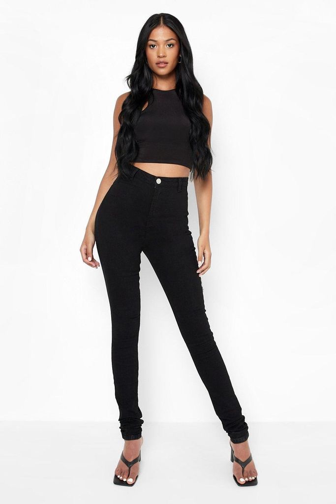 Womens Tall Basic High Waisted Skinny Jeans - Black - 6, Black