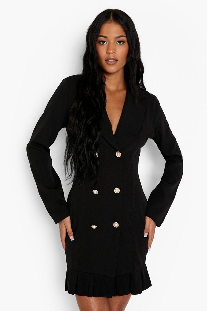 Womens Tall Frill Hem Woven Blazer Dress - Black - 6, Black