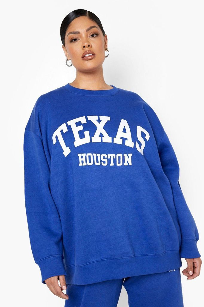 Womens Plus Texas Oversized Sweat - Blue - 16, Blue