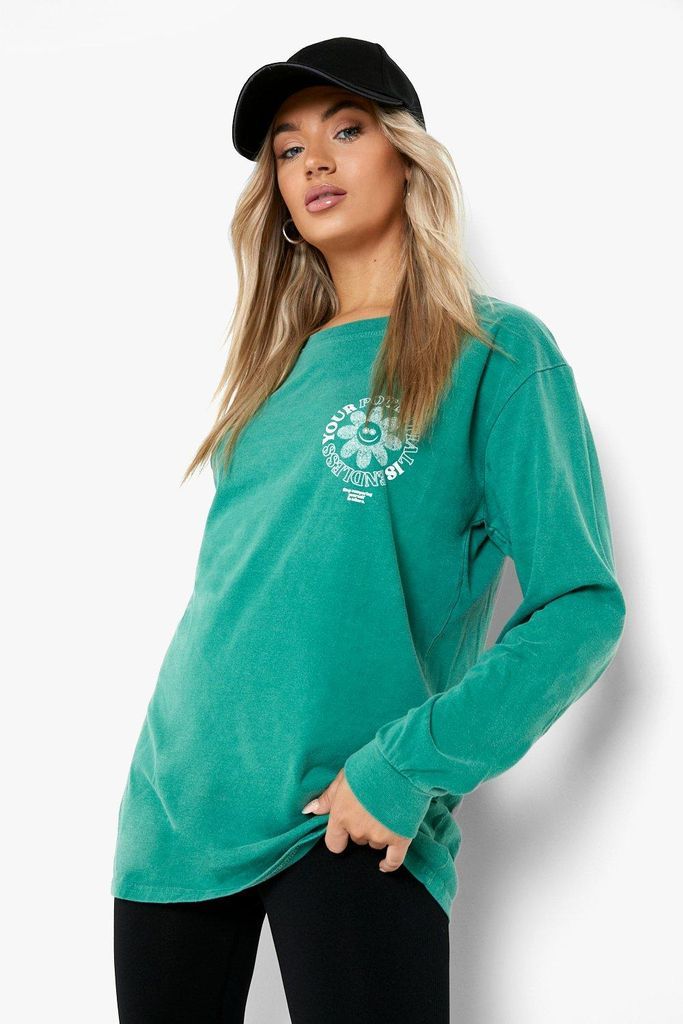 Womens Your Potential Oversized Long Sleeve T Shirt - Green - S, Green