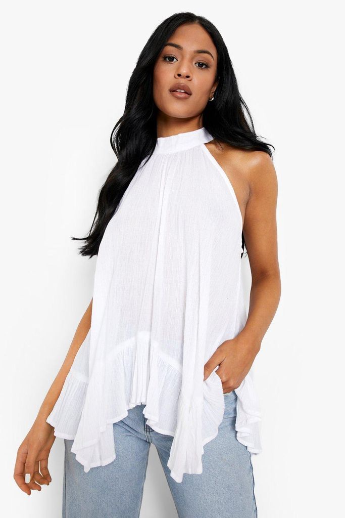 Womens Tall Cheesecloth High Neck Swing Top - White - 6, White