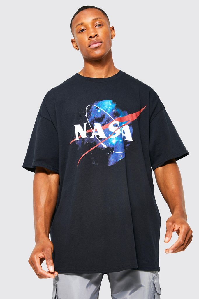 Men's Oversized Nasa Logo License T-Shirt - Black - S, Black