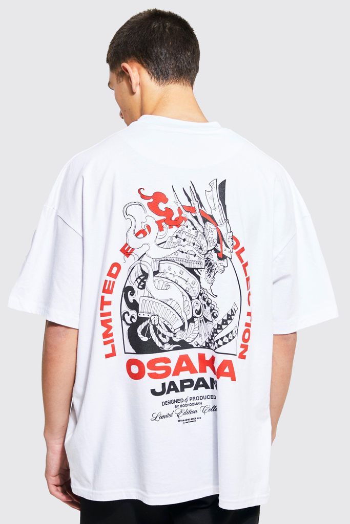 Men's Oversized Extended Neck Samurai T-Shirt - White - S, White