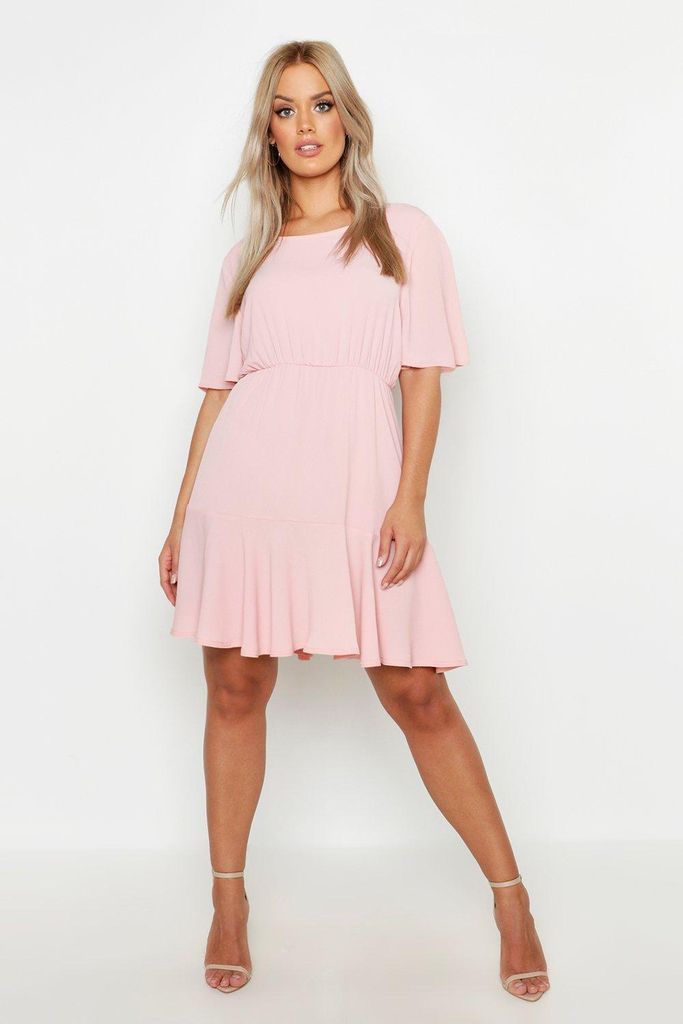 Womens Plus Tiered Crepe Smock Dress - Pink - 22, Pink