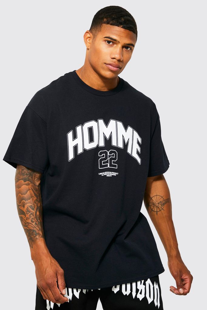 Men's Oversized Homme Varsity T-Shirt - Black - S, Black
