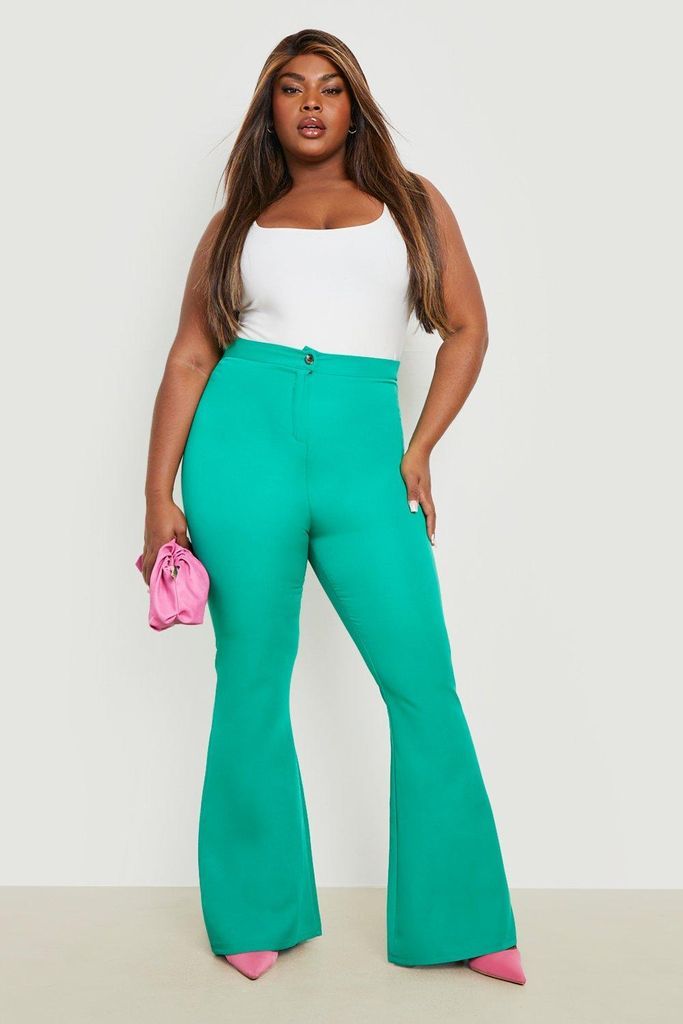 Womens Plus Tailored Flare Trousers - Green - 16, Green