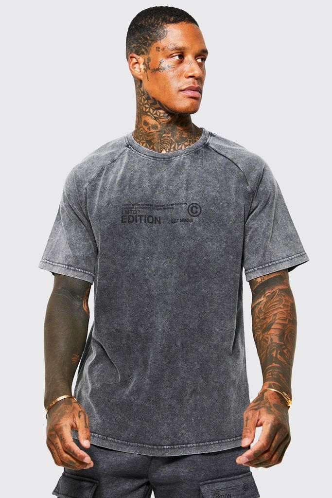 Men's Washed Raglan T-Shirt - Grey - S, Grey
