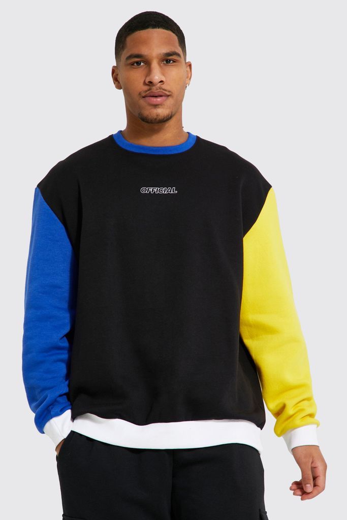 Men's Tall Oversized Ofcl Colour Block Sweatshirt - Black - M, Black