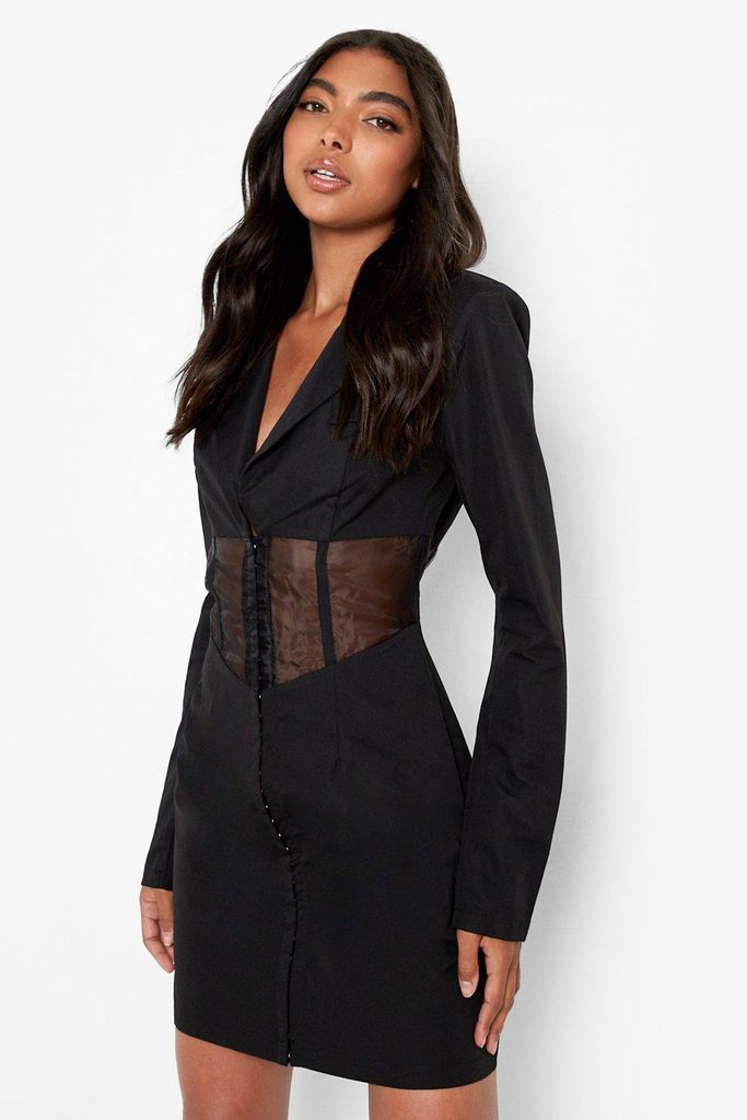 Womens Tall Corset Detail Blazer Dress - Black - 8, Black