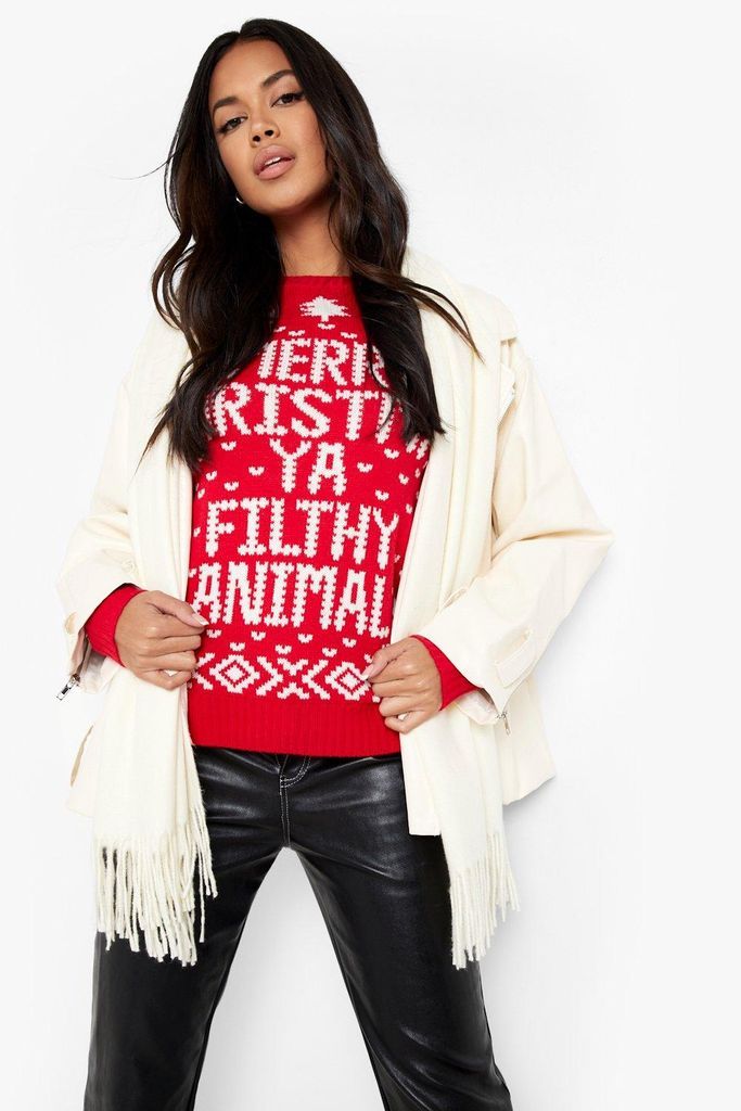 Womens Filthy Animal Christmas Jumper - Red - S, Red