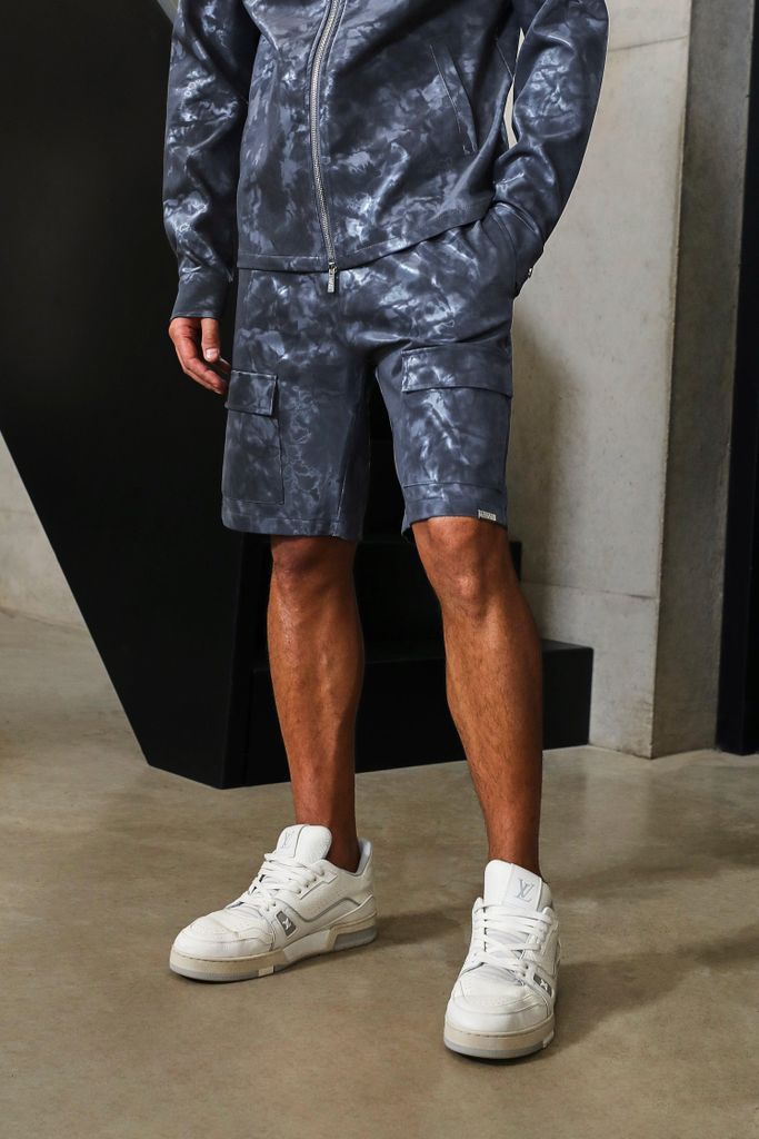 Men's High Shine Cargo Pocket Shorts - Grey - S, Grey