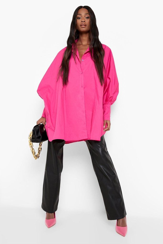 Womens Oversized Longline Shirt - Pink - 6, Pink