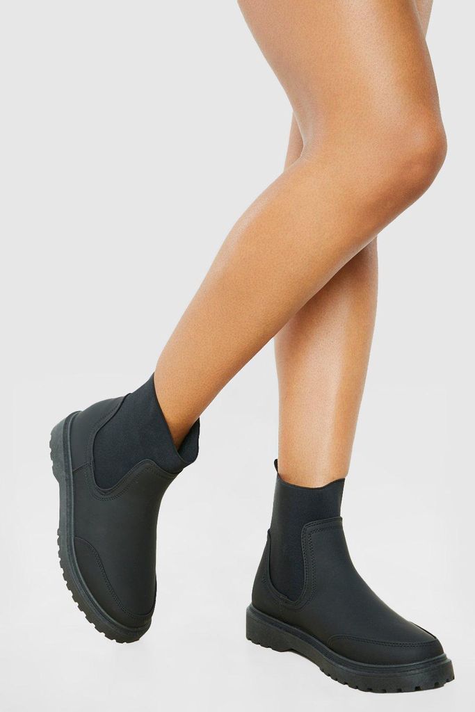 Womens Rubber Chelsea Boots - Black - 3, Black