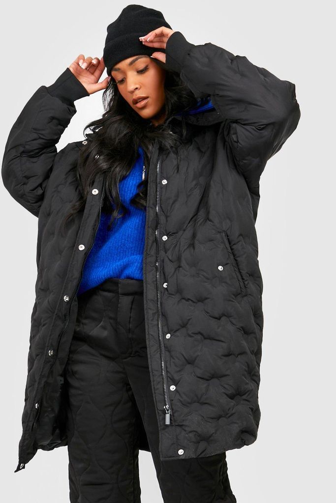 Womens Tall Circle Quilted Cocoon Puffer - Black - 6, Black