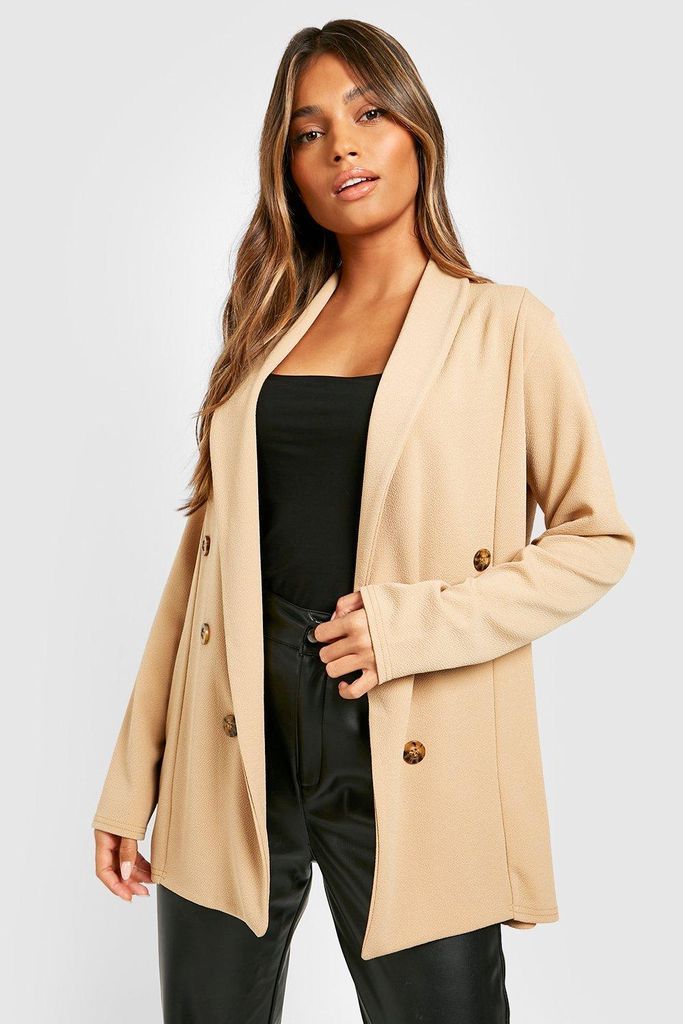 Womens Basic Jersey Relaxed Fit Blazer - Beige - 8, Beige