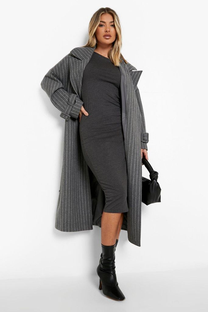 Womens Basics Cap Sleeve Jersey Bodycon Midi Dress - Grey - 4, Grey