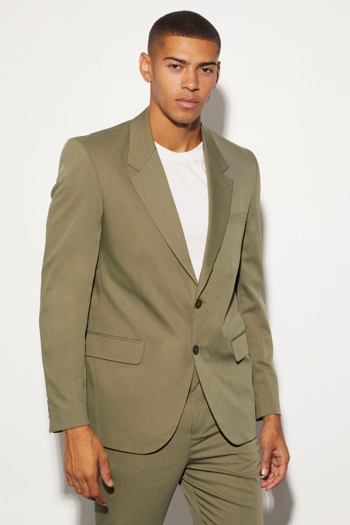 Men's Oversized Boxy Single Breasted Suit Jacket - Green - 34, Green