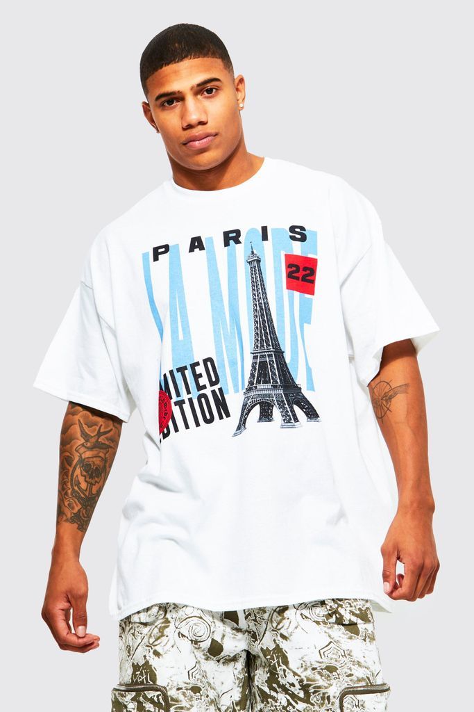 Men's Oversized Paris Limited Graphic T-Shirt - White - S, White