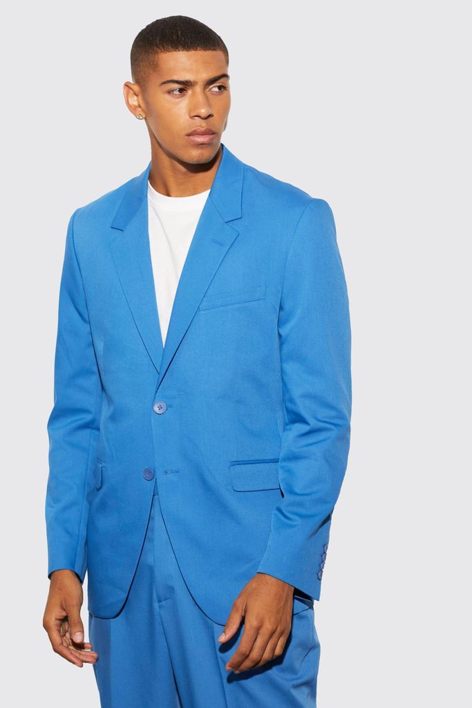 Men's Relaxed Fit Single Breasted Suit Jacket - Blue - 34, Blue
