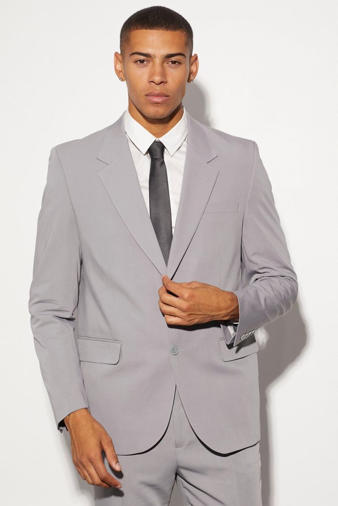 Men's Oversized Boxy Single Breasted Suit Jacket - Grey - 34, Grey