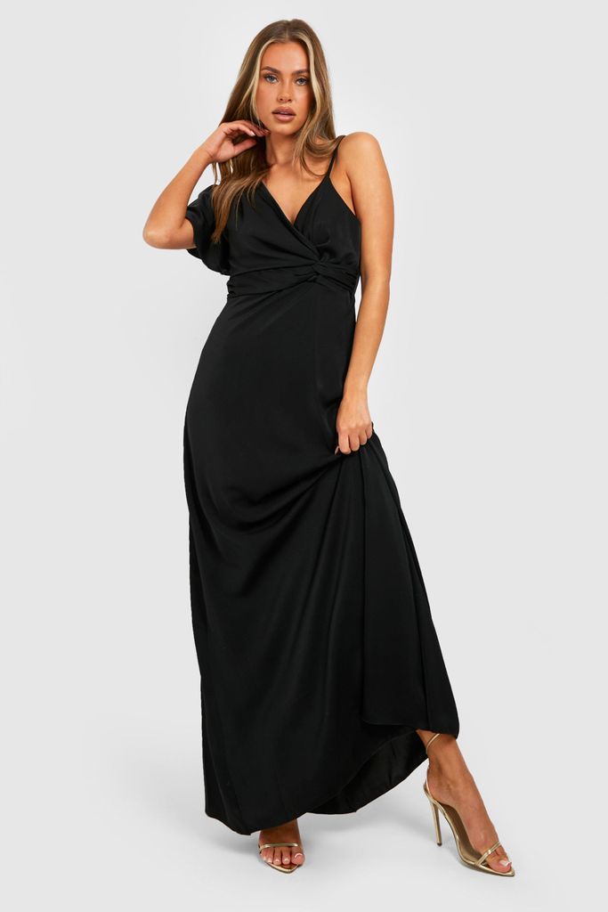 Womens Asymmetric Twist Maxi Dress - Black - 8, Black