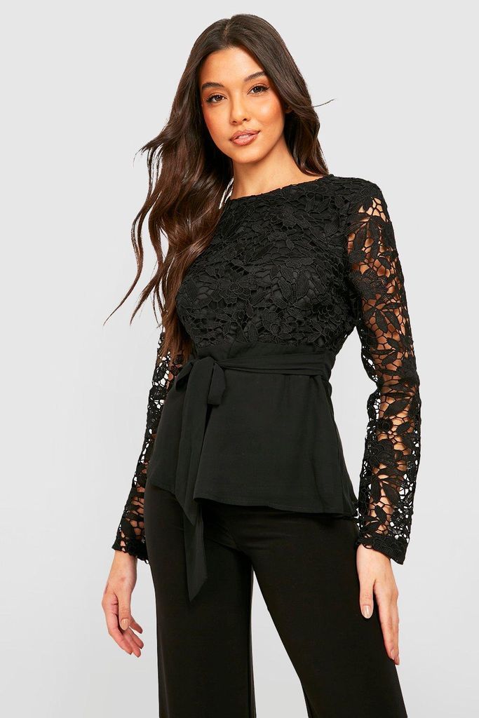 Womens Lace Detail Occasion Top - Black - 6, Black