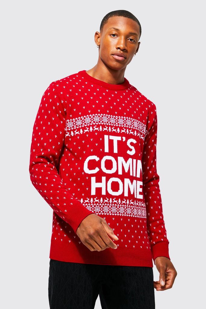 Men's It'S Comin Home Christmas Jumper - Red - S, Red