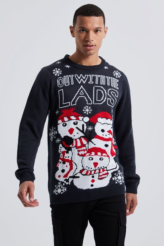 Men's Tall Lads Night Out Christmas Jumper - Navy - S, Navy