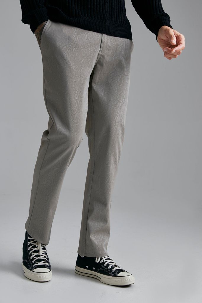 Men's Fixed Waist Straight Leg Textured Pu Trouser - Beige - 28R, Beige